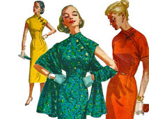 1950s Simplicity 1447 Misses Stole and Cheongsam Oriental Sheath Dress Pattern Womens Vintage Sewing Pattern Size 12 Bust 30