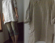 012---Loose Fitting Linen Modified Qipao, Three Quarter Sleeve Short Chongsam, Chinese Costume, Tang Suit. Short Blouse.