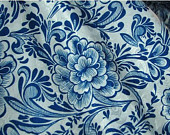 high quality Chinese vintage  blue and white porcelain ceramics pattern silk elastic fabric half  yard