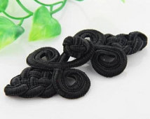 4 pairs 3.54 inch DIY Manual Black Chinese Cheongsam Frog Buttons for Tang suits