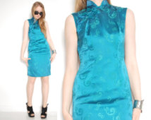 vintage 60s dress, brocade dress, 60s cheongsam dress, chinese dress, mandarin collar, 60s clothing, cocktail dress, 60s 1960s, XS, S