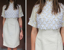 NEW PRICE! 1950's Cheongsam Wedding Dress - Vintage 1950's Wool Blend Wedding Gown  - Size Xs