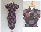 1950s Cheongsam Dress, Casual, Day Dress, Autum, Petite size UK size 8, US size 6.