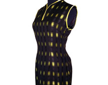 Black Golden Qipao Cheongsam Striped pattern, Oriental Black Golden Cocktail Dress
