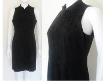 90s Black Cheongsam Dress / sz Large Women's clothing