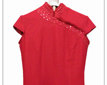 Dress in red wool BRT5010 Womens flannel, size L