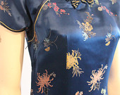 Deep blue satin 60's Cheongsam dress