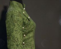 Digital Cheongsam Pattern, long sleeves , Mandarin Stand-up collar, Slanting Jin,Low Openings ,Size XXS\XS\S\M