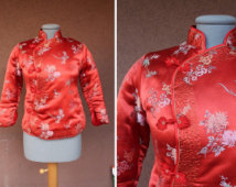 Vintage Chinese Red Cheongsam - 1960's Cheongsam jacket - Size Xs