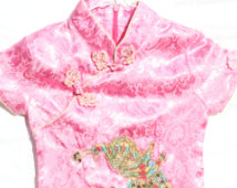 Toddler pink vintage cheongsam; girl
