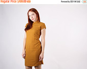 On SALE 65% Off - 1960s Mustard Cheongsam Dress  - Vintage Chinese Dress  - The Harvest Moon Dress  - 5105