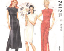 McCalls 7412 Oriental Dress 3 Lengths and Tapered Pants Pattern Womens Vintage Chinese Sewing  Size 8 10 12 Bust 31 32 34 OR 10 12 14 UNCUT