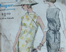 Vogue 5264 1960s 60s Cheongsam Sheath Dress Vintage Sewing Pattern Size 12 Bust 32