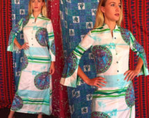 SPRINGFORWARD10 Vintage 70s Psychedelic Hawaiian Kimono Caftan S/M