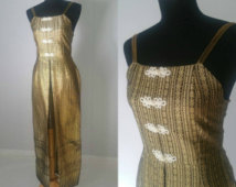 70s Asian Inspired Rare Golden Tunic Vest Dress
