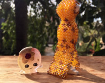 Hand beaded Chinese "Qipao" dress / gown with custom resin Shopkin - figurine, ornament, collectable, handmade, decoration, miniature, beads