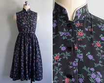 SALE (See Shop) - Vintage 80's 'Secret Garden' Floral Print Cheongsam Dress XS or S