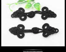 4 pairs 5.12*1.65 inch DIY Manual Black Chinese Cheongsam Frog Buttons for Tang suits