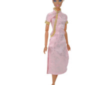 Handmade Dolls Clothes Pink Dress China Cheongsam Qipao Outfit For Barbie Dolls