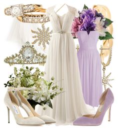 "Rapunzel - Wedding" by fabulousgurl ❤ liked on Polyvore featuring Talia Naomi, Allurez, Chinese Laundry, Jimmy Choo, wedding, disneybound and tangled