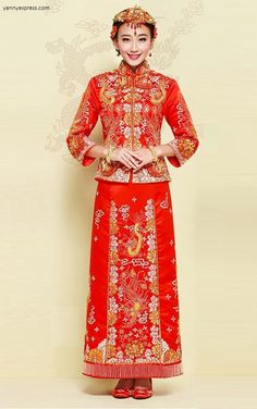 Chinese Wedding Gown Grand Embroidery Kwa Qun