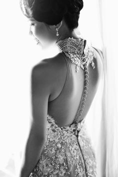 Monique Lhuillier illusion back cheongsam dress // Wilis and Etika's 'Chinoiserie Infused with Rococo' Bali Wedding
