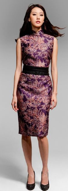 Modern qipao from Shanghai Tang worn with a belt