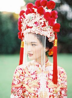 Portrait of a bride in Qun Kua // Beautiful Traditions: A Styled Shoot at Emily Hill #chinese #weddingdress