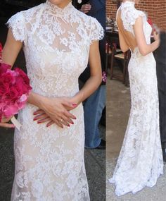 Custom make! 2012 wedding formal dress fashion bag cheongsam style vintage lace fish tail racerback train advanced $165.26
