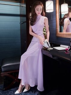 Chiffon Ankle-Length Qipao / Cheongsam Dress