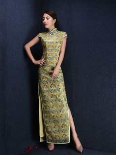 Custom Tailored Ankle-Length Qipao / Cheongsam Evening Dress - CozyLadyWear