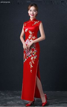 Beaded Chinese Wedding Traditional Qipao Gown