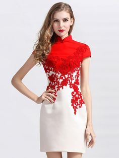 Custom Tailored Qipao / Cheongsam Dress with Lace Contrast
