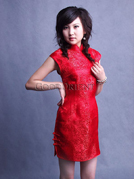 Chinese Hot Red Mini Dress