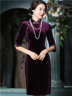 Elegant Vintage Half Sleeves Daily Wear Oriental Cheongsam Dress