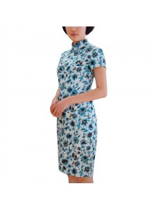 Fashionable Qipao in Wavy Stripes / Blue Floral / Red Floral - "Three Options"