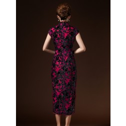 Noble Black & Red Evening Dress Chinese Cheongsam Dress