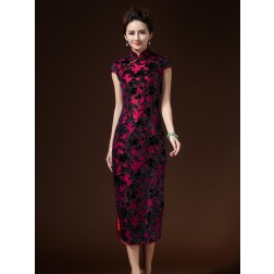Noble Black & Red Evening Dress Chinese Cheongsam Dress