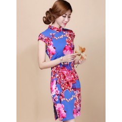 Sexy Floral Print Modern Bodycon Qipao Dress