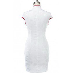 Elegant Cotton Floral Embroidery Modern Bodycon Chinese Qipao Dress