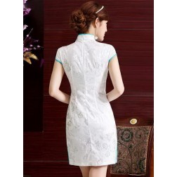 Elegant Silk Flower & Butterfly Embroidery Traditional Bodycon Chinese Qipao Dress