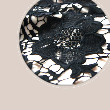 Cream lined mini black lace Chinese cheongsam dress