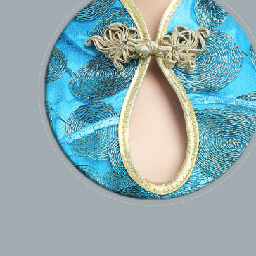 Blue circle pattern lace long traditional Chinese party dress