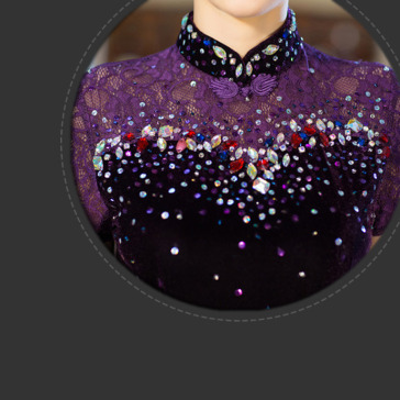 Deep plum traditional Chinese purple lace velvet cheongsam